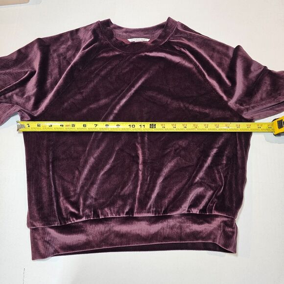 Victorias Secret Velour Lounge Set Purple Ribbed Crewneck Jogger TOP M/PANTS S - Picture 12 of 16